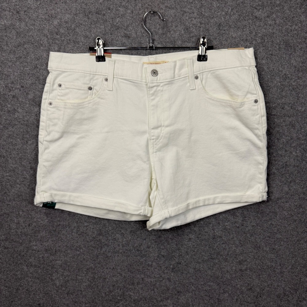 Levis Womens Mid-Length Denim Shorts White Mid Rise Size 34 NWT‎ 29965-0129